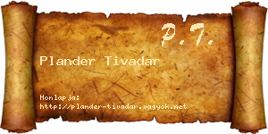 Plander Tivadar névjegykártya